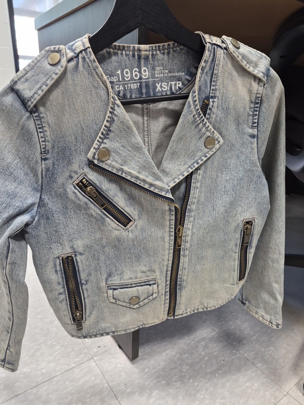 GAP Light Blue Wash Kids' Denim Moto Jacket